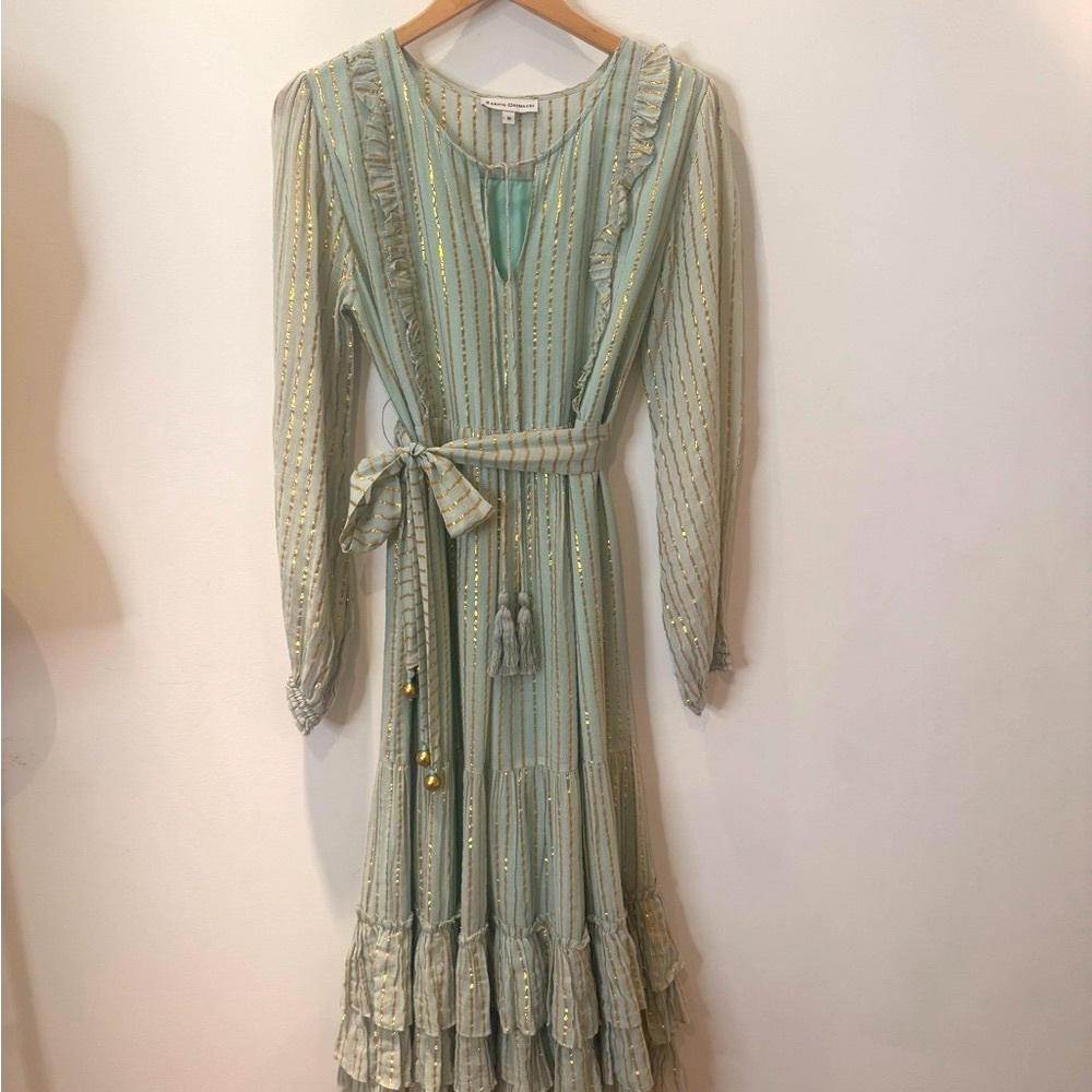 Karina Grimaldi Elegant Green Striped Dress.
Size M. (10)